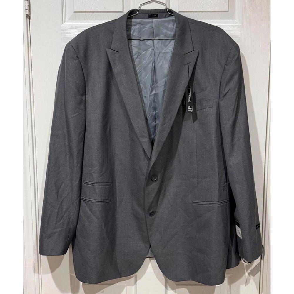 J Ferrar Suit Jacket Mens 54 X BGLG Gray 44L Sharkskin 2 Button Front Peak Lapel